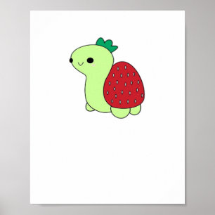 Cute green blushing strawberry turtle Classic T-Sh Poster