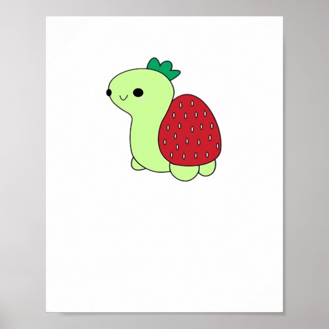 Cute green blushing strawberry turtle Classic T-Sh Poster (Front)