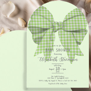 Cute Green Bow Gender Neutral Baby Shower Arch Invitation