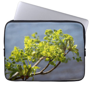 Cute green branch in the wind  laptop sleeve