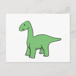 Cute Green Brontosaurus Postcard