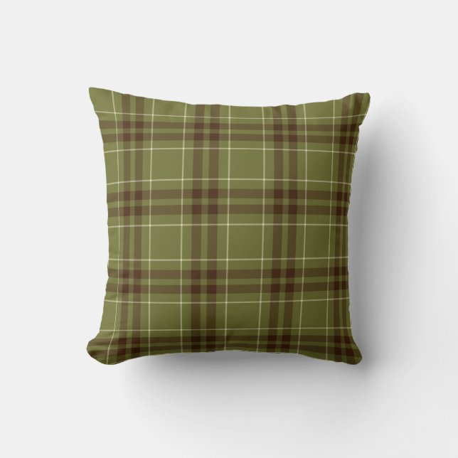 Cute/Green/Brown Plaid Pattern Cushion (Front)