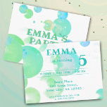 Cute Green Bubbles Kids Birthday Party Invitation<br><div class="desc">Cute Green and Blue Bubbles Kids Birthday Party Invitation // Cute postcard for a kid`s birthday party celebration. Personalise this birthday invitation card with child`s name and all data on the back side of the postcard. This invitation has green and blue colourful bubbles on a white background. Great as a...</div>