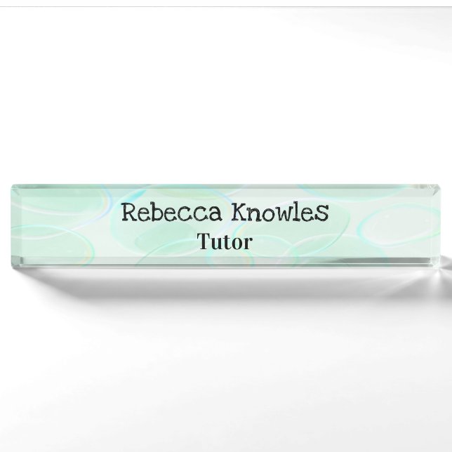 Cute green bubbles pattern nameplate (Front)
