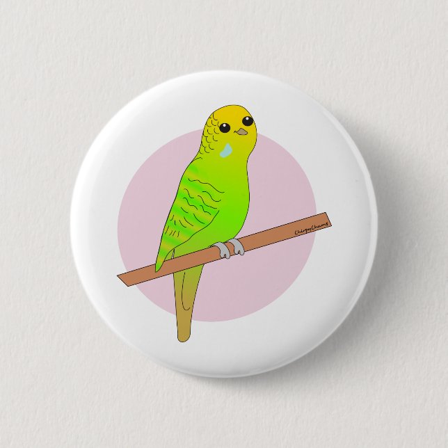 Cute Green Budgie 6 Cm Round Badge (Front)