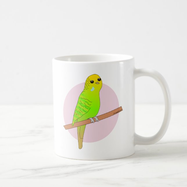 Cute Green Budgie Coffee Mug (Right)