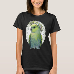 Cute Green Budgie Parakeet Bird Flower Crown Pet B T-Shirt