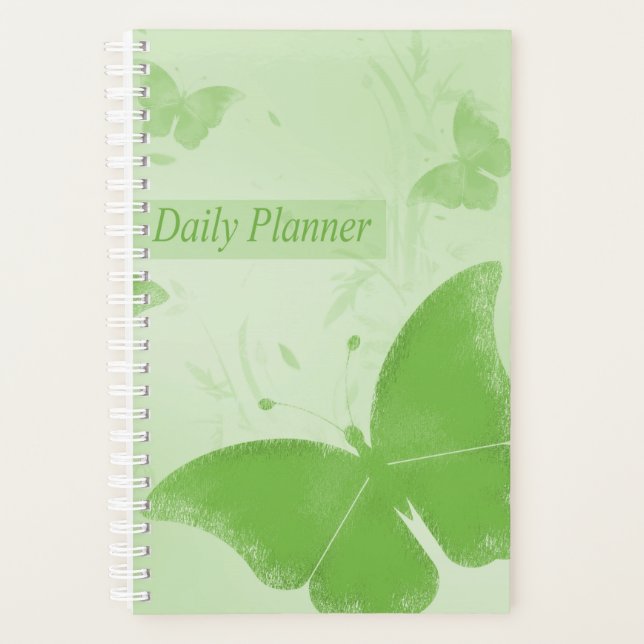 Cute Green Butterflies Daily Planner (Front)