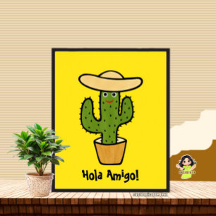Cute green cactus  poster