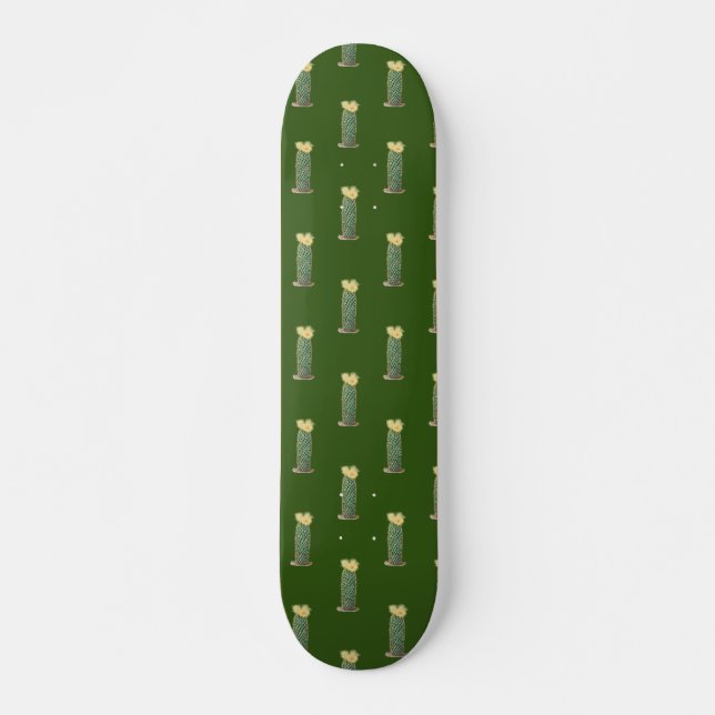 Cute Green Cactus Yellow Flower Desert Skateboard (Front)