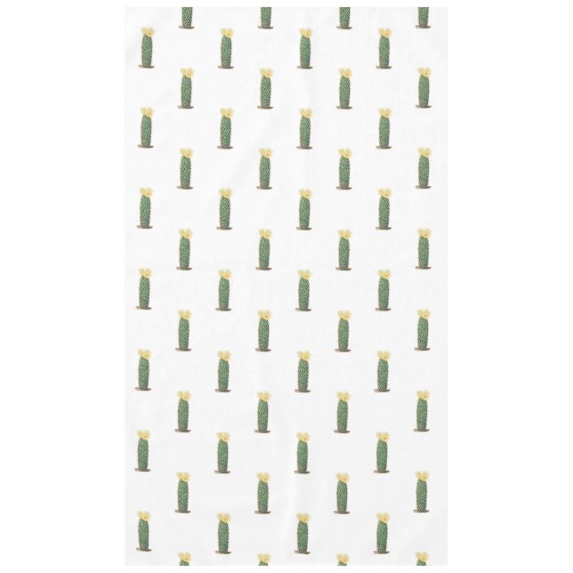 Cute Green Cactus Yellow Flower Desert Tablecloth (Front)