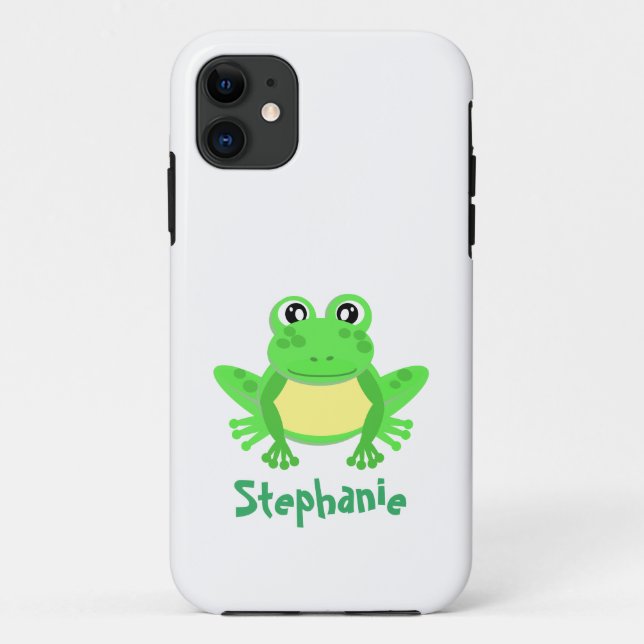 Cute Green Cartoon Frog Kawaii iPhone / iPad case (Back)