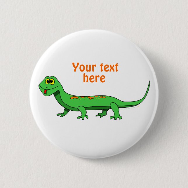 Cute Green Cartoon Lizard Kids Reptile 6 Cm Round Badge (Front)