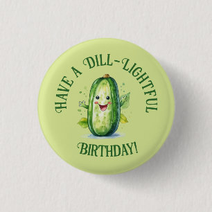 Cute Green Cartoon Pickle Birthday 3 Cm Round Badge