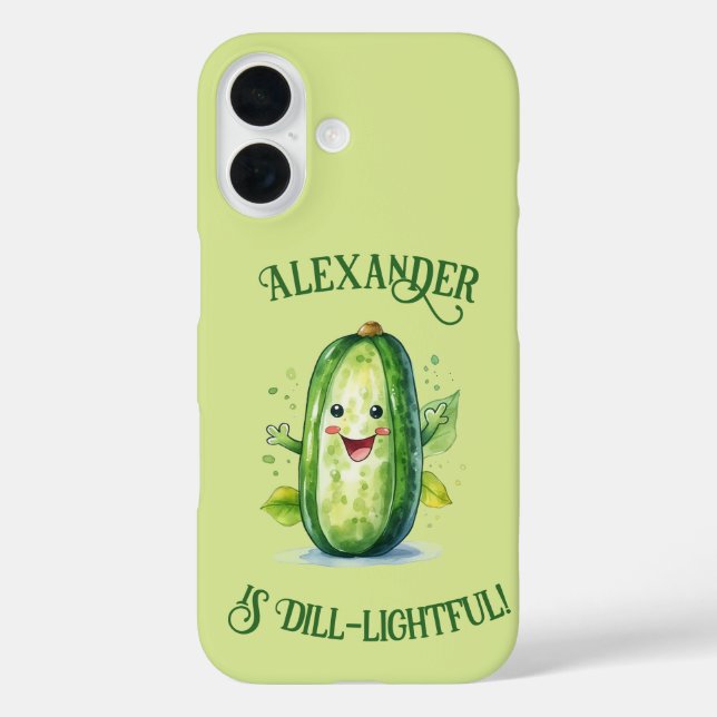 Cute Green Cartoon Pickle Case-Mate iPhone Case (Back)