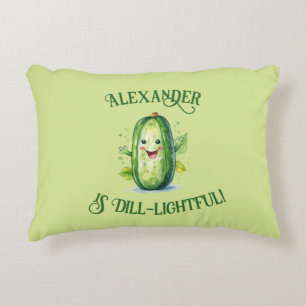 Cute Green Cartoon Pickle Decorative Cushion