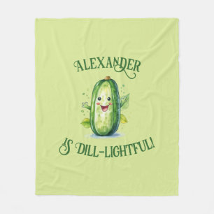 Cute Green Cartoon Pickle Fleece Blanket