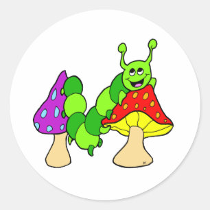 Cute Green Caterpillar Classic Round Sticker