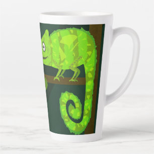 Cute Green Chameleon Illustration Tropical Reptile Latte Mug