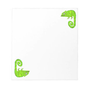 Cute Green Chameleon Illustration Tropical Reptile Notepad