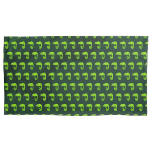 Cute Green Chameleon Illustration Tropical Reptile Pillowcase