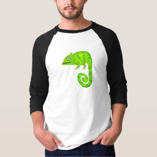 Cute Green Chameleon Illustration Tropical Reptile T-Shirt