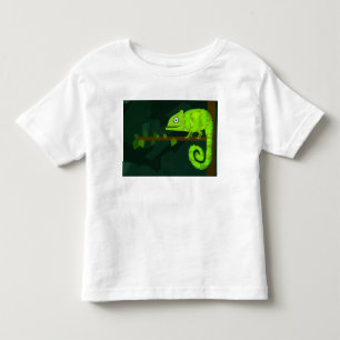 Cute Green Chameleon Illustration Tropical Reptile Toddler T-Shirt