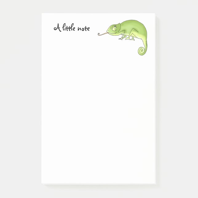 cute green chameleon post-it notes (Front)