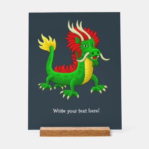 Cute Green Chinese Dragon Acrylic Sign
