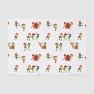 Cute Green Christmas Elves with Presents Tissue Paper