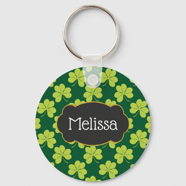 Cute Green Clover Pattern Key Ring (Front)