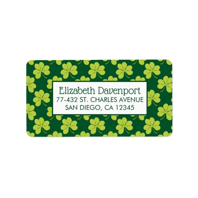 Cute Green Clover Pattern Label (Front)