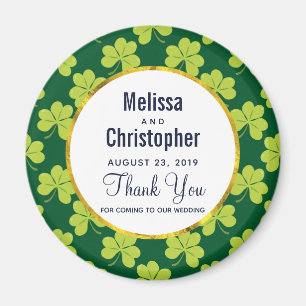 Cute Green Clover Pattern Wedding Magnet