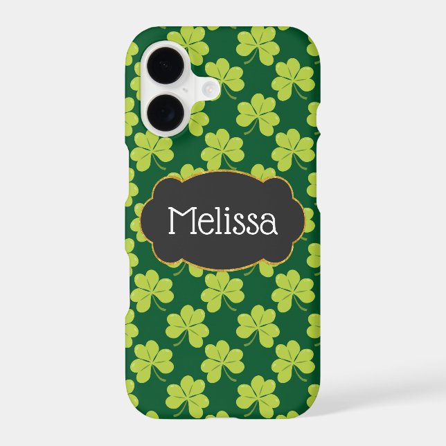 Cute Green Clover Pattern with a Fancy Frame (Back)