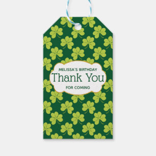 Cute Green Clover Shamrock Pattern Thank You Gift Tags