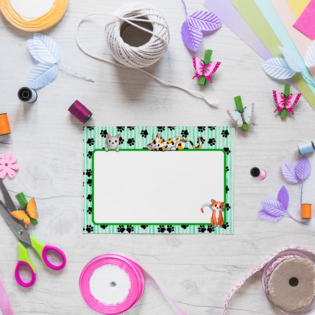 Cute Green colour with paws cute kittens 4" x 3" Post-it Notes (Creator Uploaded)