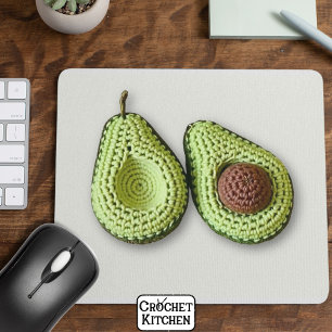 Cute Green Cottagecore Crochet Avocado Monogram Mouse Mat