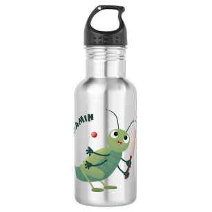 Cute green cricket insect cartoon illustration 532 ml water bottle