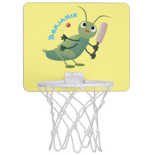 Cute green cricket insect cartoon illustration mini basketball hoop