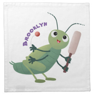 Cute green cricket insect cartoon illustration napkin