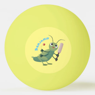 Cute green cricket insect cartoon illustration ping pong ball