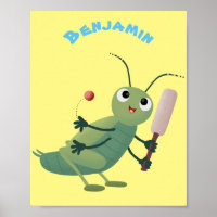 Cute green cricket insect cartoon illustration