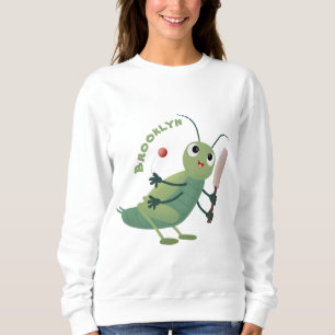 Cute green cricket insect cartoon illustration sweatshirt