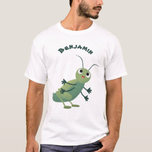 Cute green cricket insect cartoon illustration T-Shirt