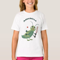 Cute green cricket insect cartoon illustration