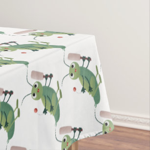 Cute green cricket insect cartoon illustration tablecloth