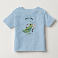 Cute green cricket insect cartoon illustration