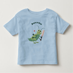 Cute green cricket insect cartoon illustration toddler T-Shirt