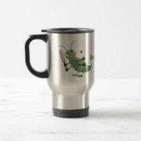 Cute green cricket insect cartoon illustration