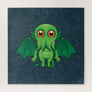 Cute Green Cthulhu Monster Jigsaw Puzzle